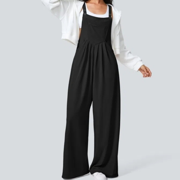 Halara Waffle Knit Adjustable Jumpsuit Overalls Black XL - Picture 13 of 13